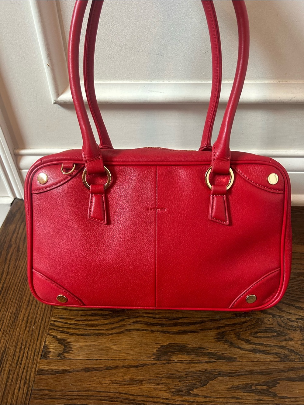 Hammitt Meredith Med Leather Satchel Red Chili Brushed Gold Handbag NWT
